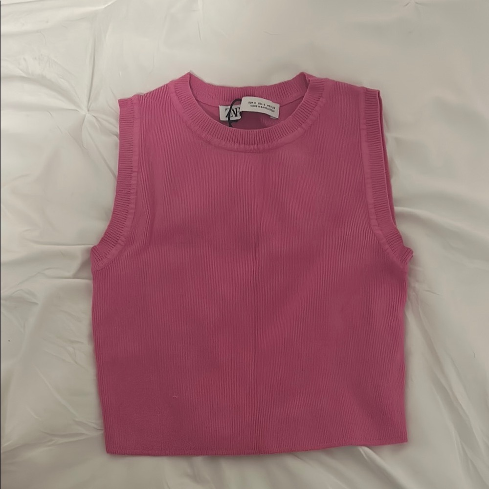 Zara Pink Sleeveless Tee Crop Top